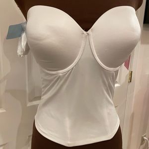 Maidenform Longline Strapless Bra w/bonus matching thong 36 D White